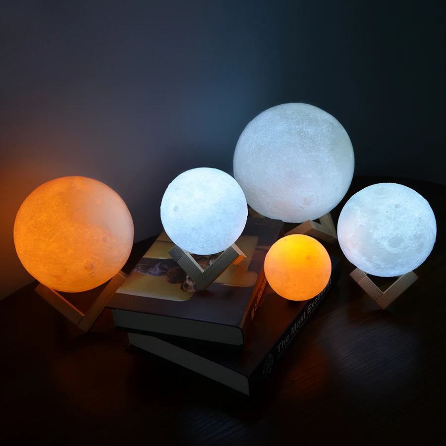 Luna 3D Moon Lamp — 16-Color Rechargeable