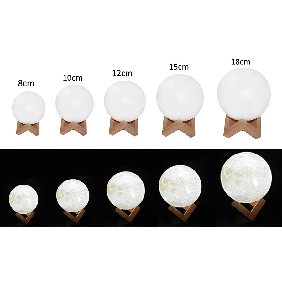 Luna 3D Moon Lamp — 16-Color Rechargeable