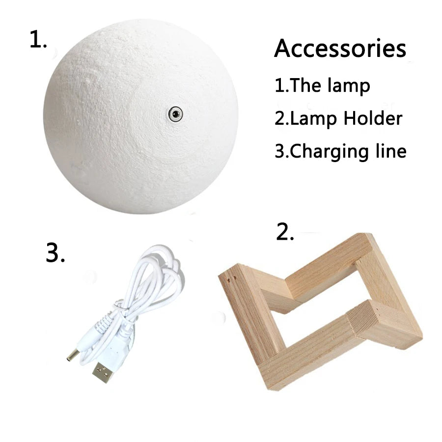 Luna 3D Moon Lamp — 16-Color Rechargeable