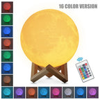 Luna 3D Moon Lamp — 16-Color Rechargeable