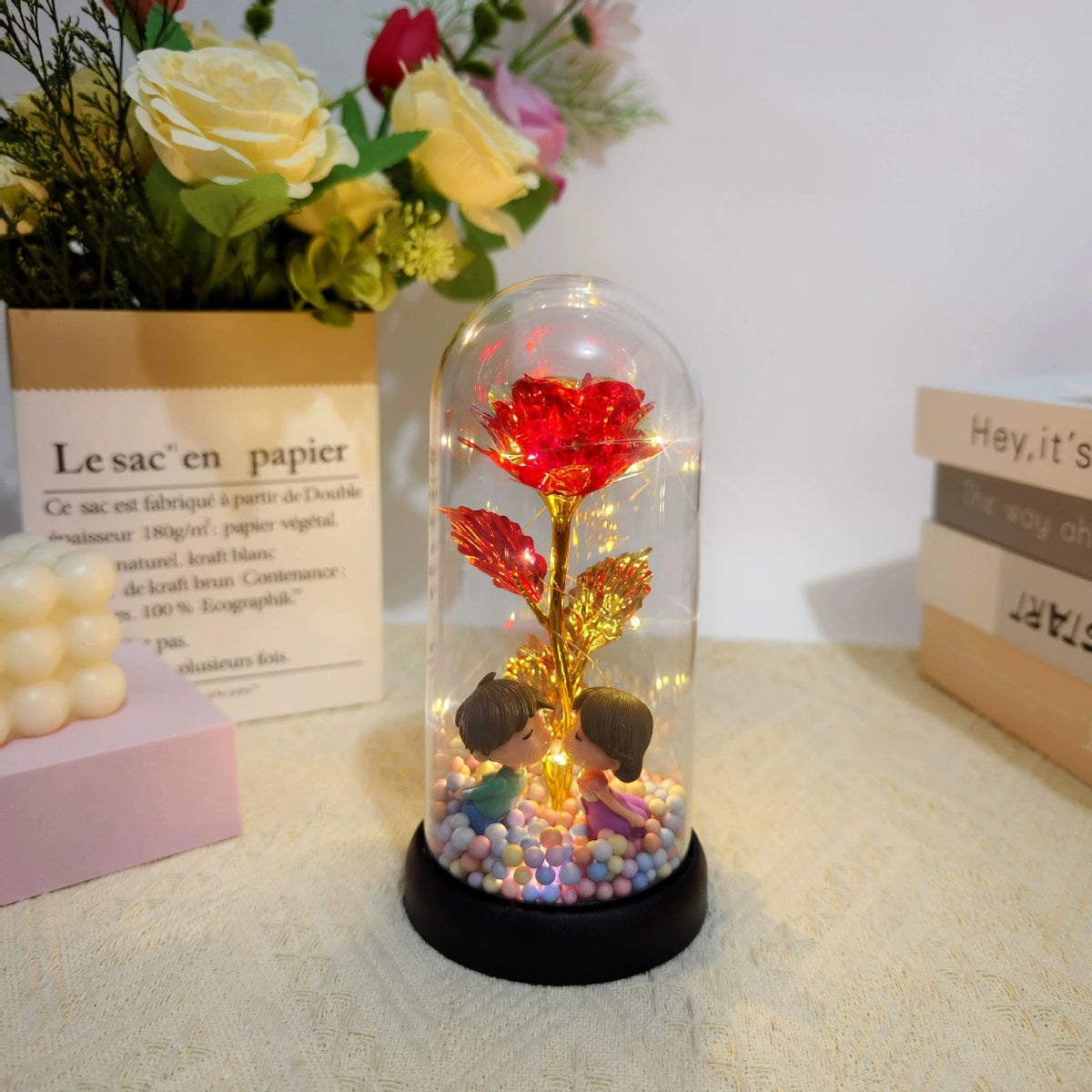 Galaxy Eternal Rose — LED Glass Dome
