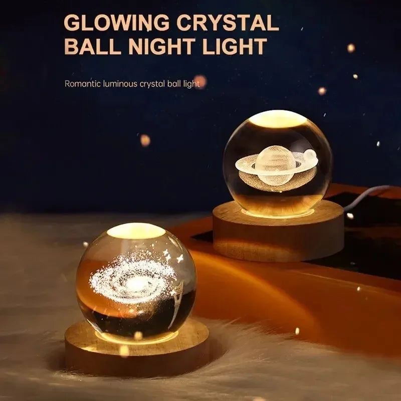 Cosmos Crystal Ball Lamp — 3D Engraved Night Light
