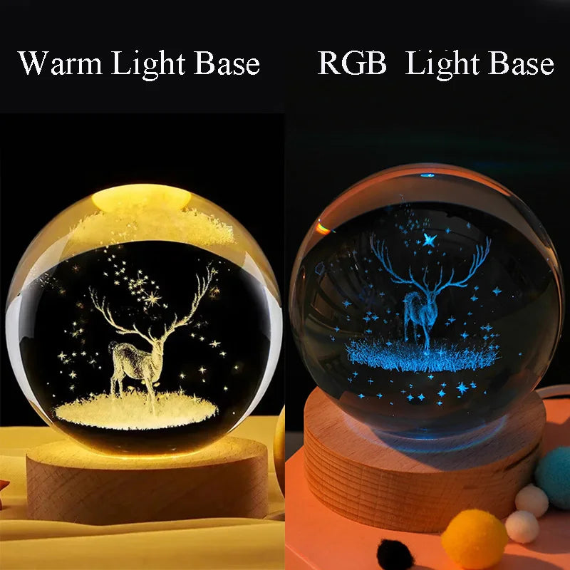 Cosmos Crystal Ball Lamp — 3D Engraved Night Light