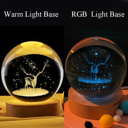 Cosmos Crystal Ball Lamp — 3D Engraved Night Light