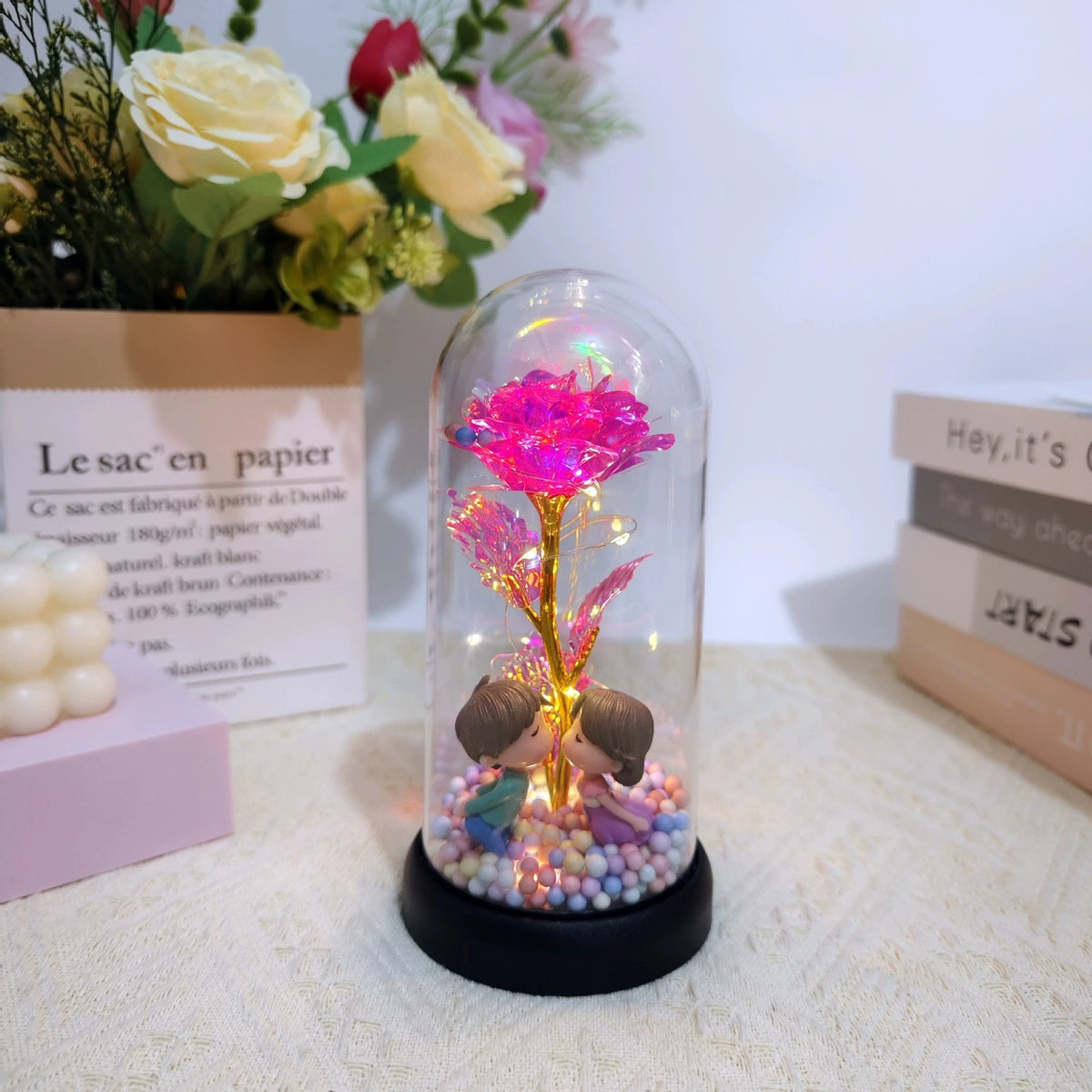 Galaxy Eternal Rose — LED Glass Dome
