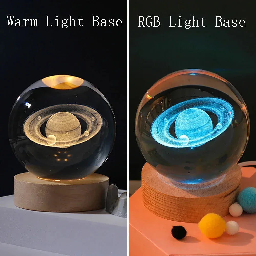 Cosmos Crystal Ball Lamp — 3D Engraved Night Light
