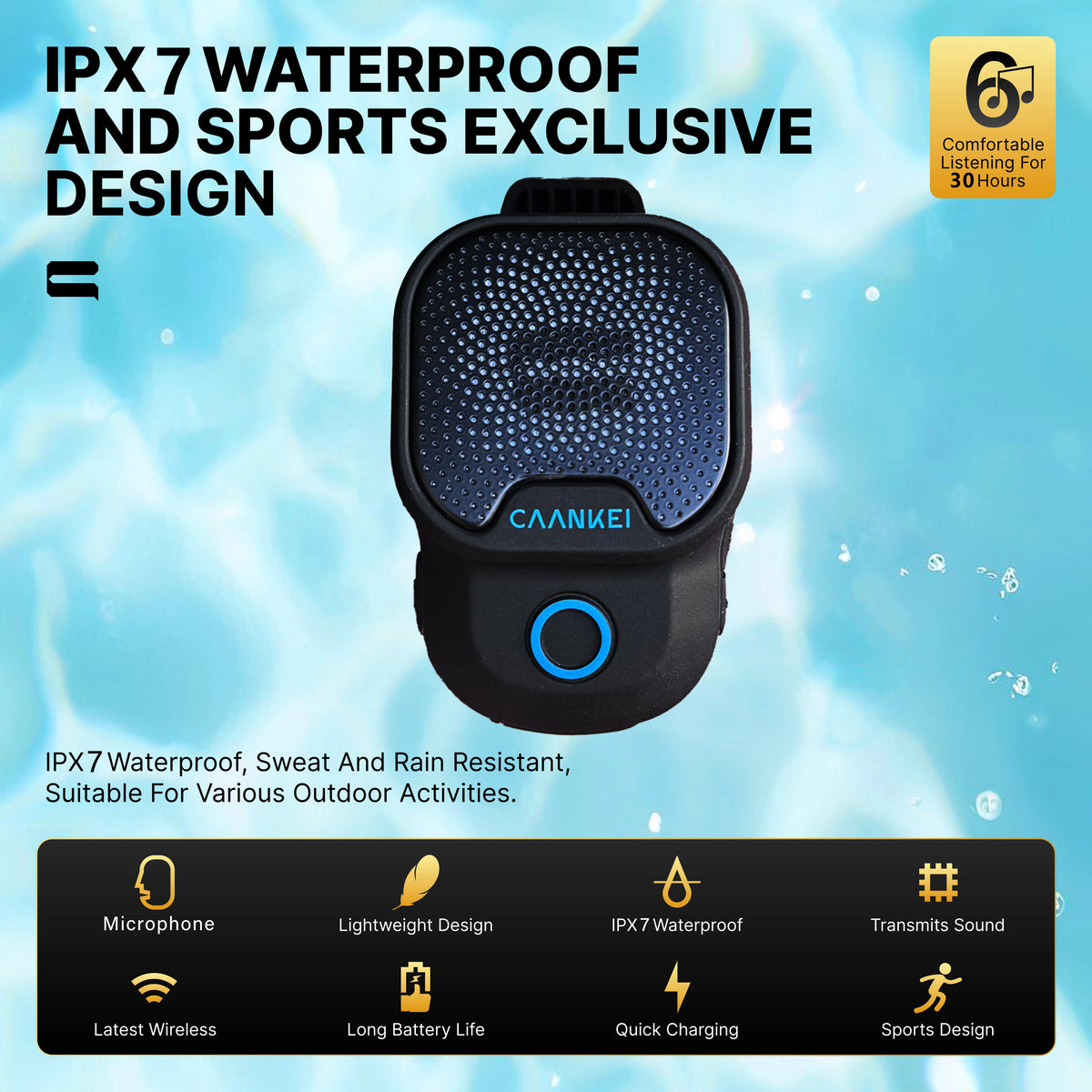 Wearable Bluetooth Speaker — Waterproof Clip-On