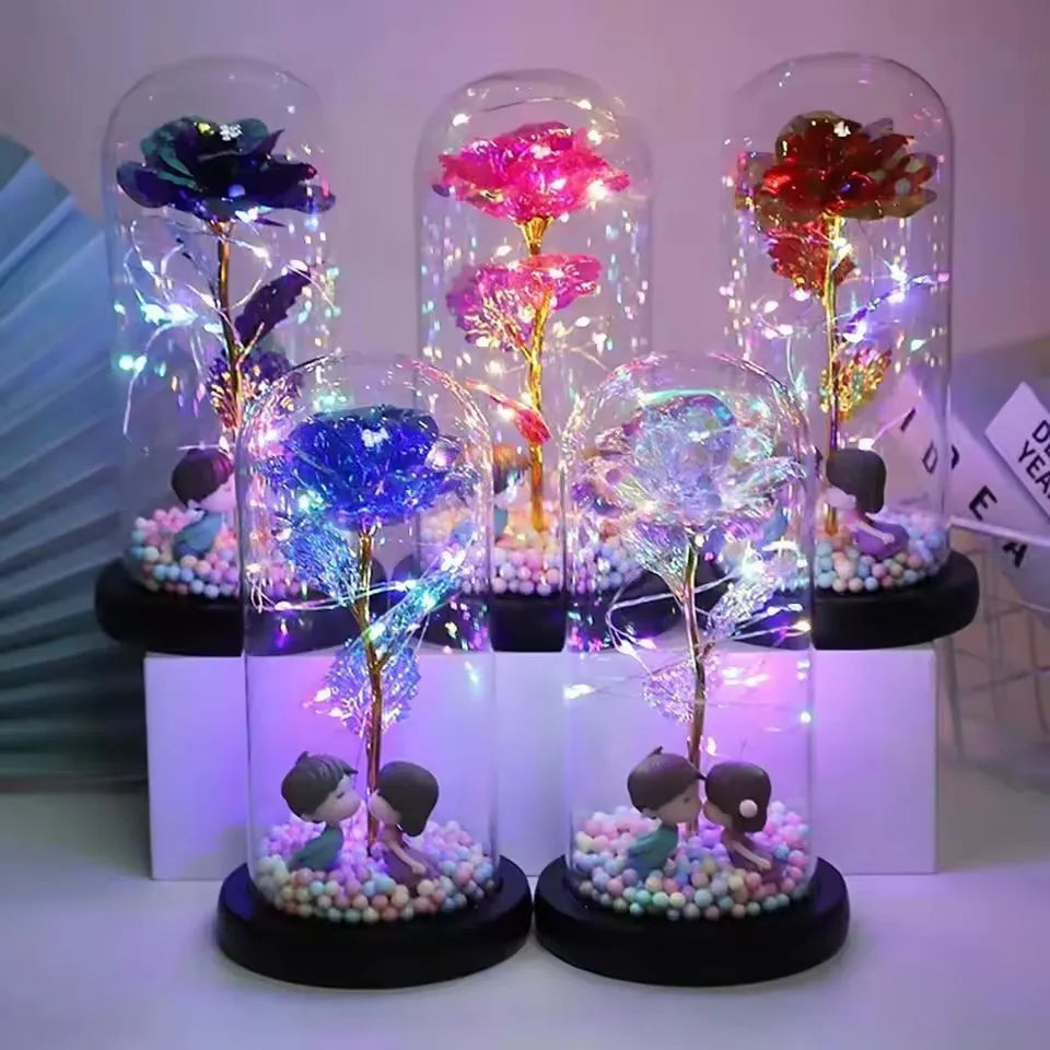 Galaxy Eternal Rose — LED Glass Dome