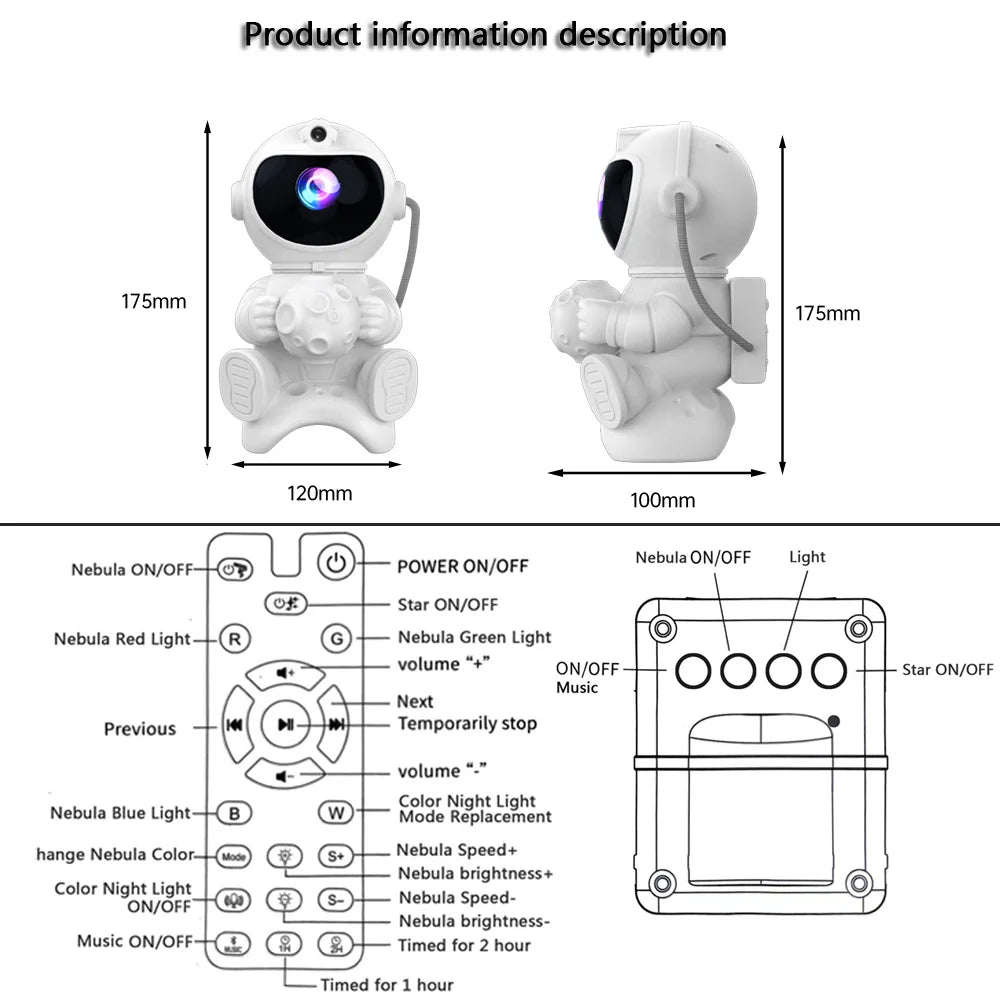 Astronaut Galaxy Projector — Bluetooth Starlight