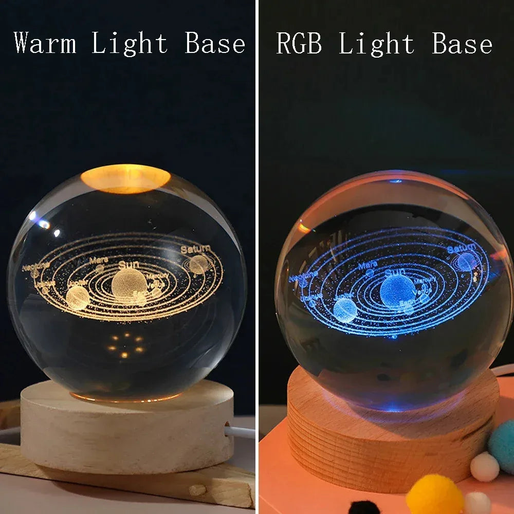 Cosmos Crystal Ball Lamp — 3D Engraved Night Light