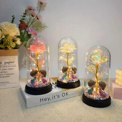 Galaxy Eternal Rose — LED Glass Dome
