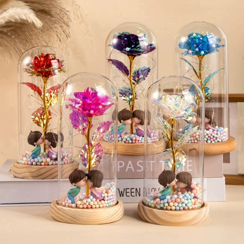 Galaxy Eternal Rose — LED Glass Dome