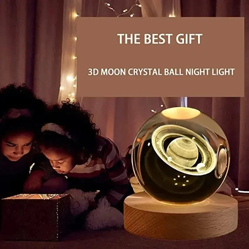 Cosmos Crystal Ball Lamp — 3D Engraved Night Light