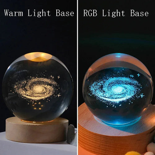 Cosmos Crystal Ball Lamp — 3D Engraved Night Light