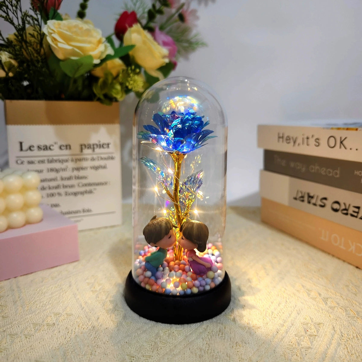 Galaxy Eternal Rose — LED Glass Dome