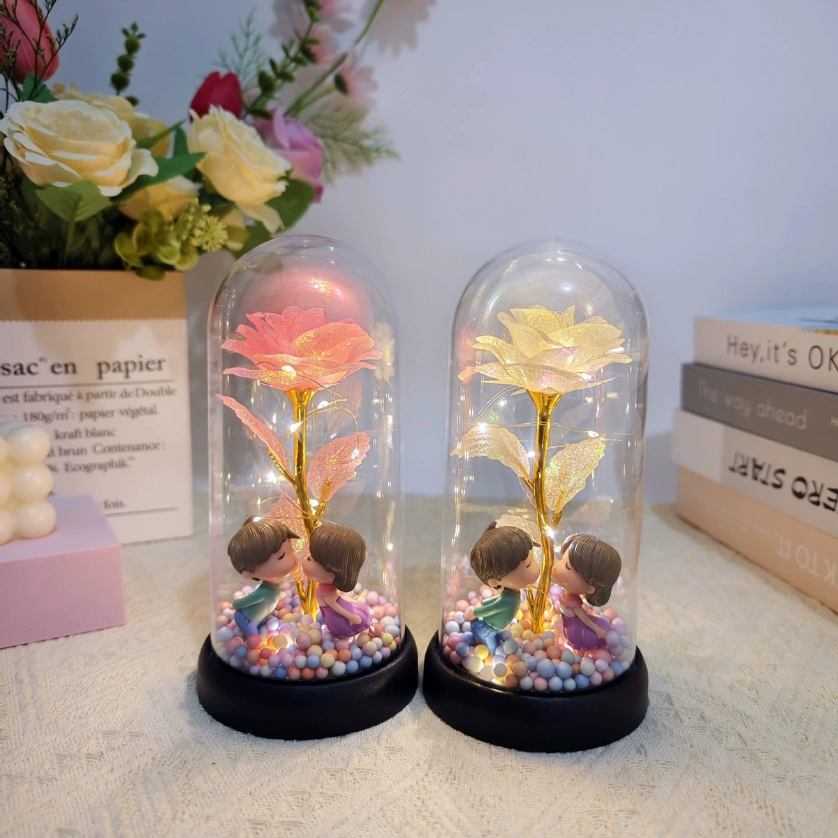Galaxy Eternal Rose — LED Glass Dome