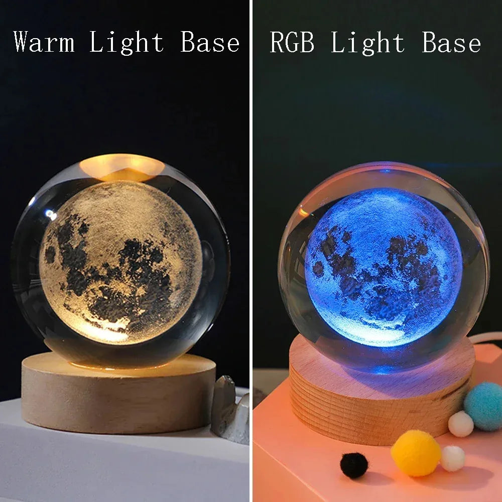 Cosmos Crystal Ball Lamp — 3D Engraved Night Light