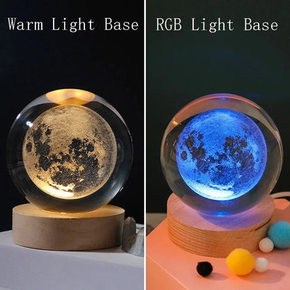 Cosmos Crystal Ball Lamp — 3D Engraved Night Light