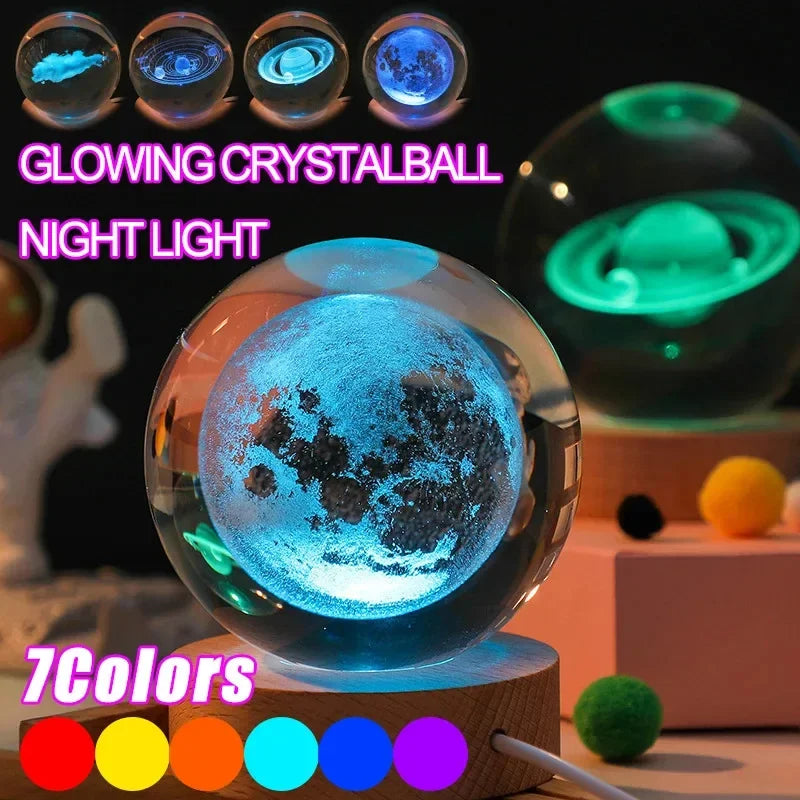 Cosmos Crystal Ball Lamp — 3D Engraved Night Light